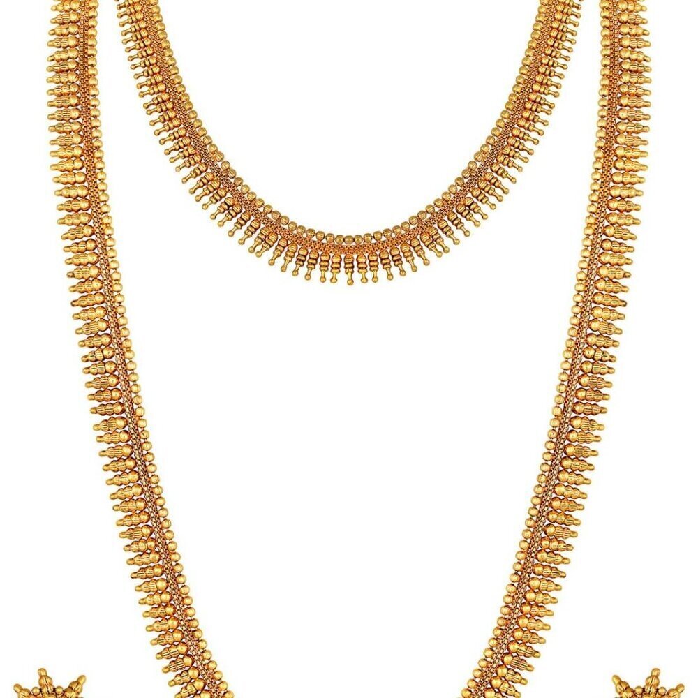 Gold Plated Choker Necklace and Earrings Set Traditional Ethnic Jewelry